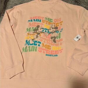 Disney light pink Mickey & Minnie Meet Me On Main Street Sweatshirt XL-NEW w/tag